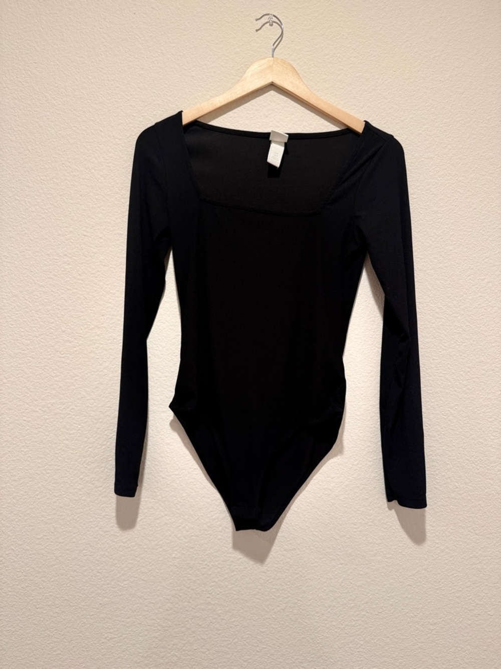 H&M Black Long Sleeve Square Neck Bodysuit